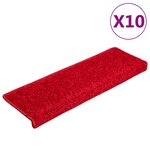 vidaXL Tapis d'escalier 10 pièces 65 x 21 x 4 cm Bordure rectangulaire rouge