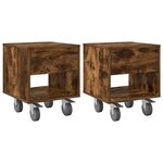 vidaXL Table de chevet 2 Pièces Chêne fumé 40 5 x 40 x 48 cm