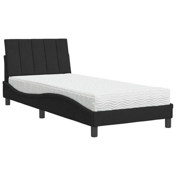 vidaXL Lit avec matelas Hanko noir 90x200 cm velours