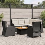 vidaXL Salon de jardin 6 Pièces avec coussins Noir Résine tressée