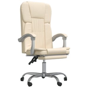 vidaXL Fauteuil inclinable de bureau Crème Similicuir