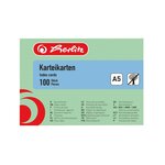 Paquet de 100 Fiches bristol 170g A5 148x210 mm Lignées Vert HERLITZ
