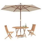 vidaXL Ensemble bistro de jardin 3 Pièces Naturel Bois de teck massif
