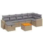 vidaXL Salon de jardin avec coussins 8Pièces mélange beige résine tressée