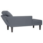 vidaXL Fauteuil long et coussin et accoudoir droit gris foncé velours