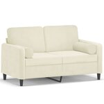 vidaXL Canapé 2 places avec oreillers décoratifs crème 120 cm velours