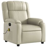 vidaXL Fauteuil de massage inclinable électrique crème similicuir