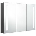 vidaXL Armoire de salle de bain à miroir LED 89x14x62 cm Gris