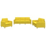 vidaXL Ensemble de canapés 3 Pièces avec coussins Jaune clair Tissu
