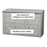 Bloc collectif leabox.com  3x2  grade 3  simple face  Extérieur  fixation murale   Gris agate RAL 7038 finition brillante