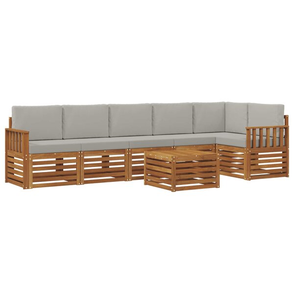 vidaXL Ensemble de canapés d'extérieur 7 pc Gris Naturel et Clair