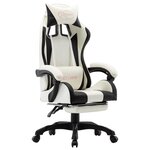 vidaXL Fauteuil de jeux vidéo et repose-pied Noir et blanc Similicuir
