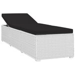 vidaXL Chaise longue avec coussin et table à thé rotin Blanc