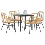 vidaXL Ensemble à manger jardin 5Pièces marron poly rotin verre