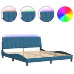 vidaXL Cadre de lit avec LED sans matelas bleu 180x200 cm velours