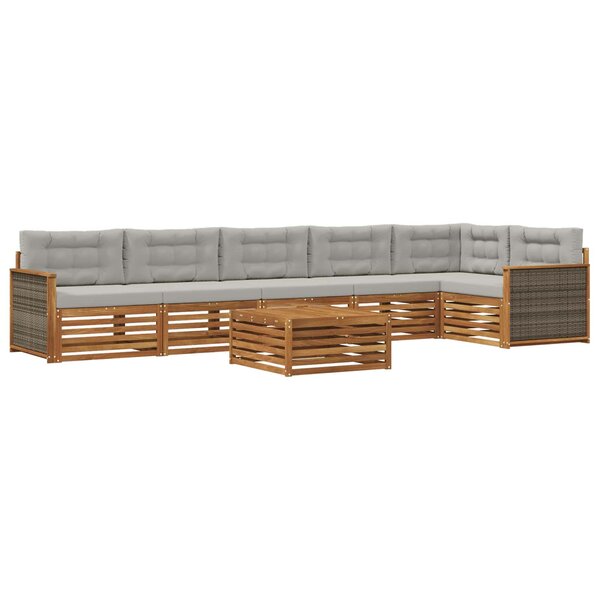 vidaXL Ensemble de canapés d'extérieur 7 pc Naturel et gris clair