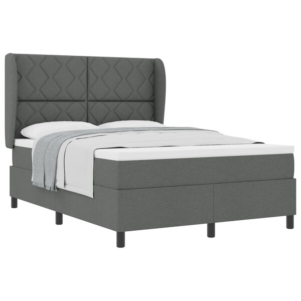 Lit Box Spring avec Matelas vidaXL Gris Foncé 160x200 cm Tissu