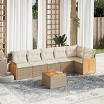 vidaXL Salon de jardin avec coussins 7 Pièces beige résine tressée