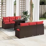 vidaXL Ensemble de canapé de jardin 7 Pièces Marron Poly rotin