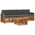 vidaXL Ensemble de canapés d'extérieur 5 Pièces Naturel et Anthracite