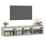 vidaXL Meuble TV avec lumières LED Gris béton 210x35x40 cm