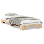 vidaXL Cadre de lit surélevé avec stockage Marron Bois massif en pin