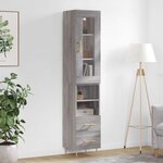 vidaXL Buffet haut Sonoma gris 34 5x34x180 cm Bois d'ingénierie