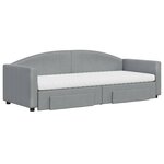 vidaXL Lit de jour avec gigogne et tiroirs gris clair 80x200 cm tissu