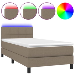 vidaXL Sommier à lattes de lit avec matelas LED Taupe 80x200 cm Tissu