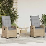 vidaXL Chaise de jardin 2 Pièces Beige et Gris clair 56 x 60 x 112 cm