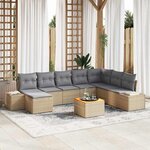 vidaXL Ensemble de canapé de jardin 9 Pièces Beige  gris clair