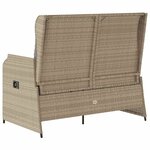 vidaXL Banc de jardin avec coussin Beige Poly rotin