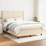 vidaXL Sommier à lattes de lit avec matelas Crème 140x190 cm Tissu