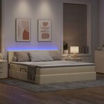 vidaXL Lit de rangement LED avec matelas Crème 180 x 200 cm Tissu