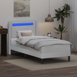 vidaXL Cadre de lit avec bandes LED Blanc 100 x 200 cm Simili cuir
