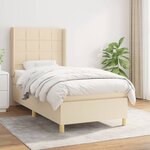vidaXL Sommier à lattes de lit et matelas Crème 90x190 cm Tissu