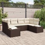 vidaXL Ensemble de canapé de jardin 6 Pièces Marron Poly rotin