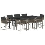 vidaXL Ensemble de salle à manger pour jardin 9 Pièces Gris polyrotin