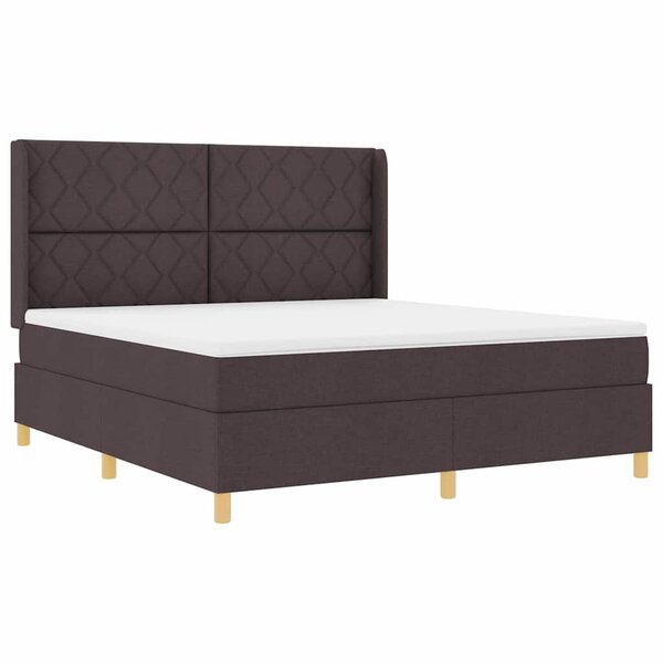 vidaXL Lit à Ressorts avec matelas Marron foncé 180 x 200 cm tissu