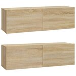 vidaXL Meubles TV muraux 2Pièces chêne sonoma 100x30x30cm bois ingénierie