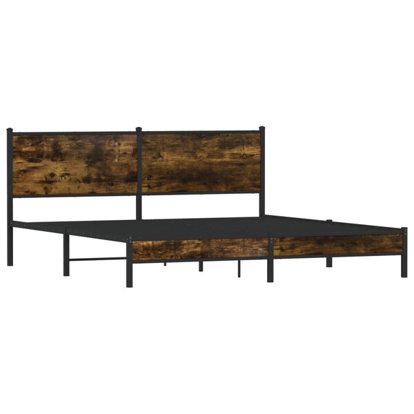 vidaXL Cadre de lit en métal sans matelas chêne fumé 183x213 cm