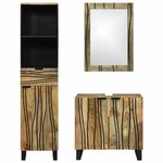 vidaXL Ensemble de mobilier de salle de bain avec tiroir 3 Pièces Marron