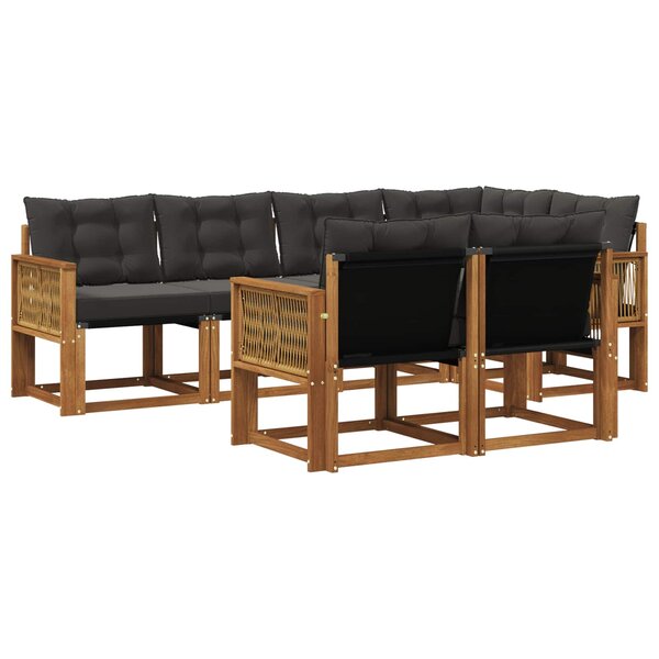 vidaXL Ensemble de canapés d'extérieur 7 pc Naturel et noir