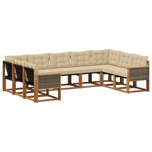 vidaXL Ensemble de canapés d'extérieur 9 pc Naturel et Beige