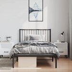vidaXL Cadre de lit métal sans matelas avec tête de lit noir 100x190cm