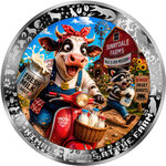 Monnaie GREAT MILK HEIST AI-NIMALS Chaos at the Farm 1 Oz Argent 1000 Francs Cameroon 2026 (PRÉCOMMANDE)
