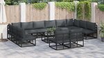 vidaXL Ensemble de canapé de jardin avec coussin 13 Pièces Noir Aluminium