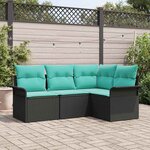 vidaXL Ensemble de canapé de jardin avec stockage 4 Pièces Noir polyrotin