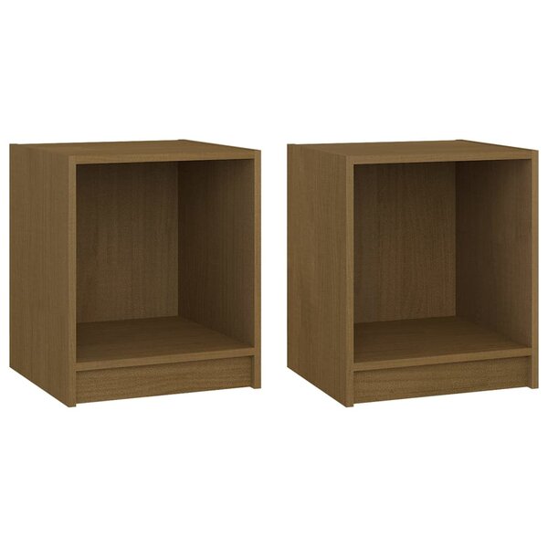 vidaXL Tables de chevet 2 Pièces Marron miel 35 5x33 5x41 5 cm Pin massif