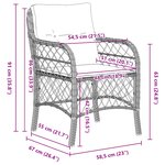 vidaXL Ensemble de Salle à Manger de Jardin de 3 Pièces avec Coussins Noir Poly Rattan